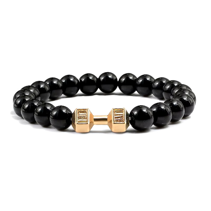 Gym Dumbbell Beads Bracelet Natural Stone Barbell Energy Weights 