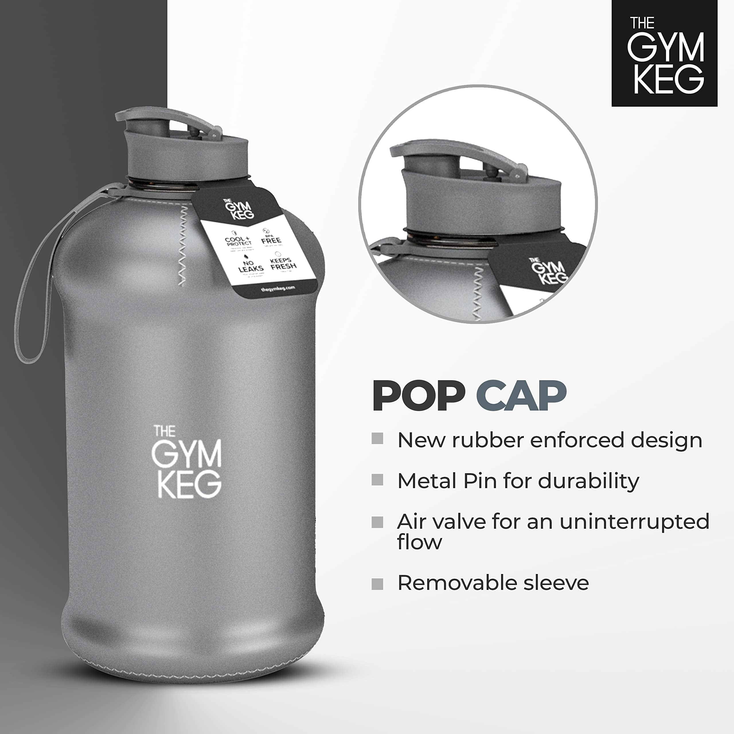 The Sports Water Bottle 2.2 L Insulated | Half Gallon | Carry Handle | Big Water Jug