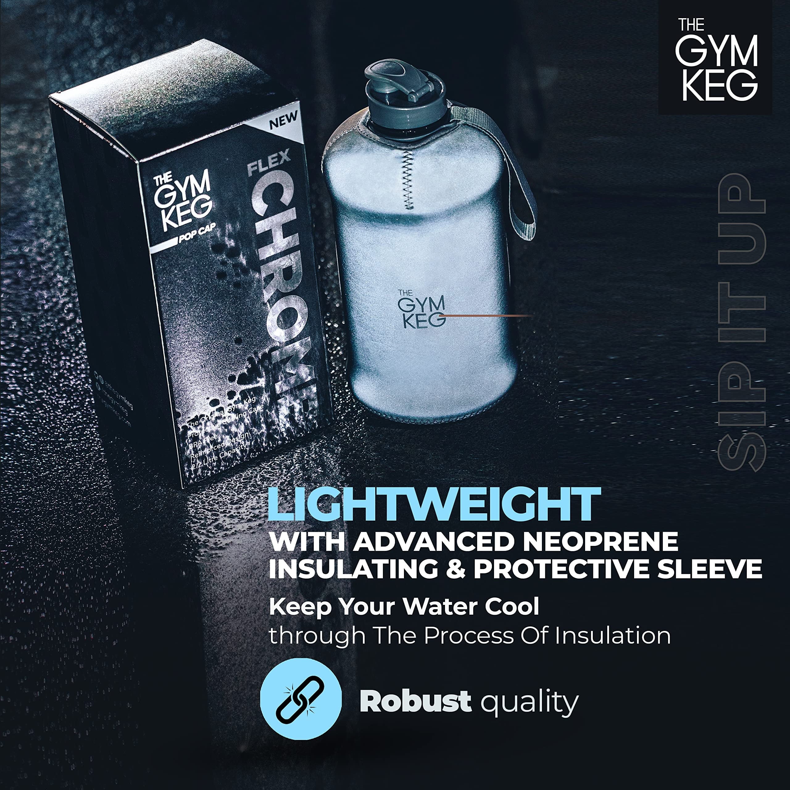 The Sports Water Bottle 2.2 L Insulated | Half Gallon | Carry Handle | Big Water Jug