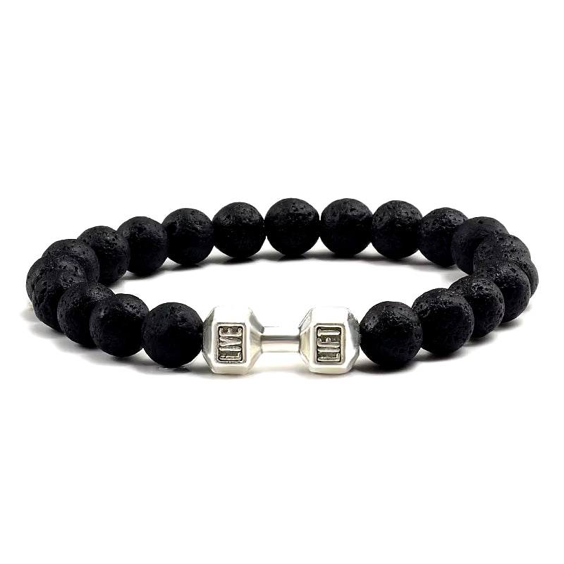 Gym Dumbbell Beads Bracelet Natural Stone Barbell Energy Weights 