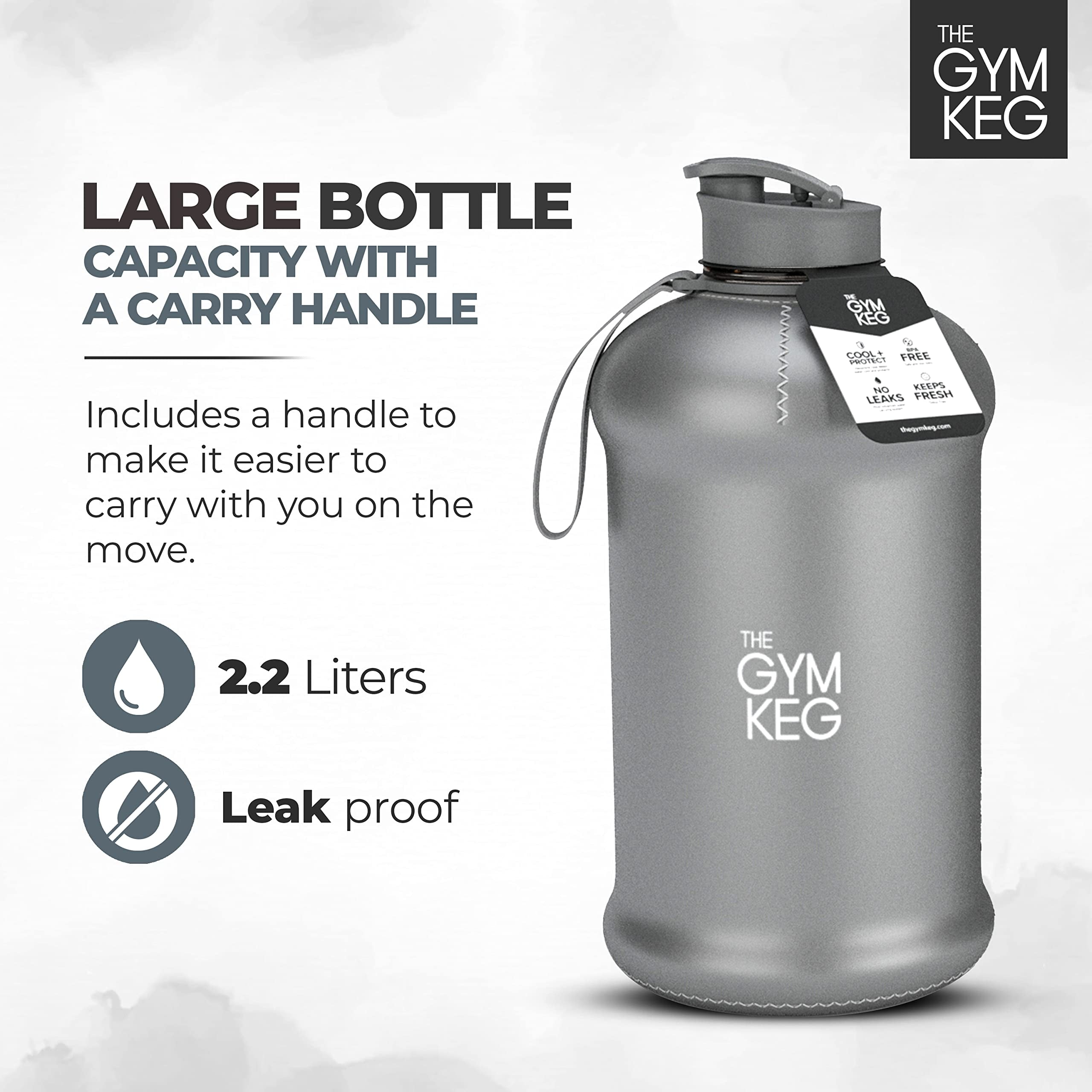 The Sports Water Bottle 2.2 L Insulated | Half Gallon | Carry Handle | Big Water Jug